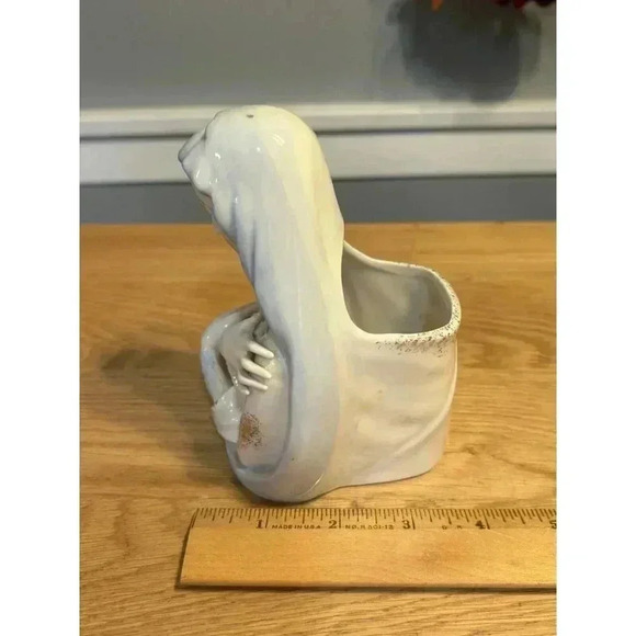 Vintage Madonna Planter Vase Centerpiece Original Decal Shafford Japan - Picture 10 of 11